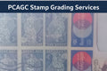postage stamp graded and certified by PCAGC Stamp Grading Service, showcasing authentication label and detailed stamp features.